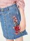 Спідниця джинсова синя з квітами | 6435258 | фото 4