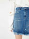 Юбка джинсовая синяя с расшивкой | 6435262 | фото 4
