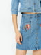 Спідниця джинсова синя з квітами | 6435263 | фото 4