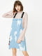 Платье А-силуэта голубое с принтом | 6435290 | фото 5