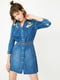 Платье-рубашка джинсовое синее | 6435295 | фото 5