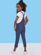 Однотонный комбинезон с прямыми штанинами и толстым ремешком для девочек | 6435472 | фото 2