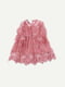 Платье сетчастое розовое с вышивкой на рукавах с воланами | 6435486 | фото 2