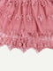 Платье сетчастое розовое с вышивкой на рукавах с воланами | 6435486 | фото 3