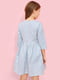 Платье голубое жаккардовое со складками на молнии сзади | 6435543 | фото 2