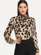 Блуза з леопардовим принтом та складками | 6435552
