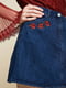 Джинсова спідниця з вишивкою синя | 6436147 | фото 3