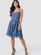 Платье А-силуэта синее в принт | 6436199 | фото 3