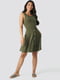 Платье А-силуэта с пуговицами зеленое | 6436466 | фото 3