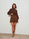 Мини-юбка с круглым вырезом коричневая | 6436720 | фото 3