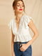 Блуза з V-подібним вирізом біла | 6436767 | фото 4
