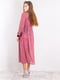 Платье А-силуэта розовое с бархатным воротником | 6438093 | фото 2