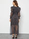 Платье А-силуэта черное в горошек с V-образным вырезом | 6438097 | фото 2