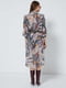 Сукня А-силуету сіра з поясом та квітковим принтом | 6438104 | фото 2