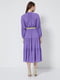 Платье А-силуэта фиолетовое с длинным рукавом и поясом | 6438106 | фото 2