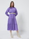 Платье А-силуэта фиолетовое с длинным рукавом и поясом | 6438106 | фото 5