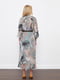 Сукня А-силуету сіра з поясом та квітковим принтом | 6438107 | фото 2