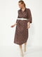 Сукня А-силуету коричнева в смужку з поясом | 6438109