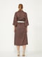 Платье А-силуэта коричневое в полоску с поясом | 6438109 | фото 2