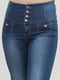 Темно-синие демисезонные клеш джинсы | 6438346 | фото 3