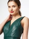 Сукня А-силуету зелена з еко-шкіри | 6438529 | фото 3