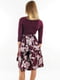 Платье А-силуэта бордовое с цветочным принтом | 6438573 | фото 2