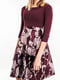Платье А-силуэта бордовое с цветочным принтом | 6438573 | фото 5