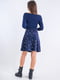 Платье А-силуэта синее с цветочной вышивкой | 6438616 | фото 2