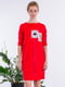 Платье А-силуэта красное с принтом | 6438631 | фото 2