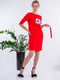Платье А-силуэта красное с принтом | 6438631 | фото 3