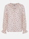 Блуза рожева в горох і квітковий принт | 6439335
