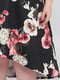 Платье А-силуэта черное с цветочным принтом | 6439901 | фото 4