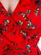 Платье А-силуэта красное с цветочным принтом | 6439907 | фото 4