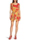 Платье А-силуэта оранжевое с цветочным принтом | 6440031