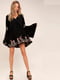 Платье А-силуэта черное с вышивкой | 6440153 | фото 3