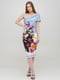 Сукня-футляр блакитна з квітковим принтом | 6440244