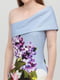 Сукня-футляр блакитна з квітковим принтом | 6440244 | фото 3