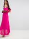 Платье А-силуэта макси с открытыми плечами розовое | 6440356 | фото 2