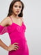 Платье А-силуэта макси с открытыми плечами розовое | 6440356 | фото 3