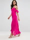 Платье А-силуэта макси с открытыми плечами розовое | 6440356 | фото 4