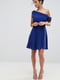 Платье А-силуэта на одно плечо синее | 6440360 | фото 3