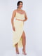 Платье А-силуэта с бисером желтое | 6440363 | фото 3