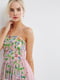 Платье А-силуэта миди с цветочным принтом розовое | 6440490 | фото 2