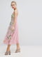 Платье А-силуэта миди с цветочным принтом розовое | 6440490 | фото 3