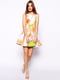 Платье А-силуэта в фактурный цветочный принт с молниями разноцветное | 6440607 | фото 4