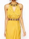 Вечернее платье макси с декорированной горловиной желтое | 6440613 | фото 3