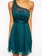Декорированное платье на одно плечо зеленое | 6440666 | фото 3