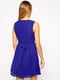 Короткое приталенное платье с отделкой под лифом синее | 6440681 | фото 2