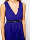 Короткое приталенное платье с отделкой под лифом синее | 6440681 | фото 3