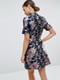 Жакардова міні-сукня з високим коміром і квітковим принтом синя | 6441026 | фото 2